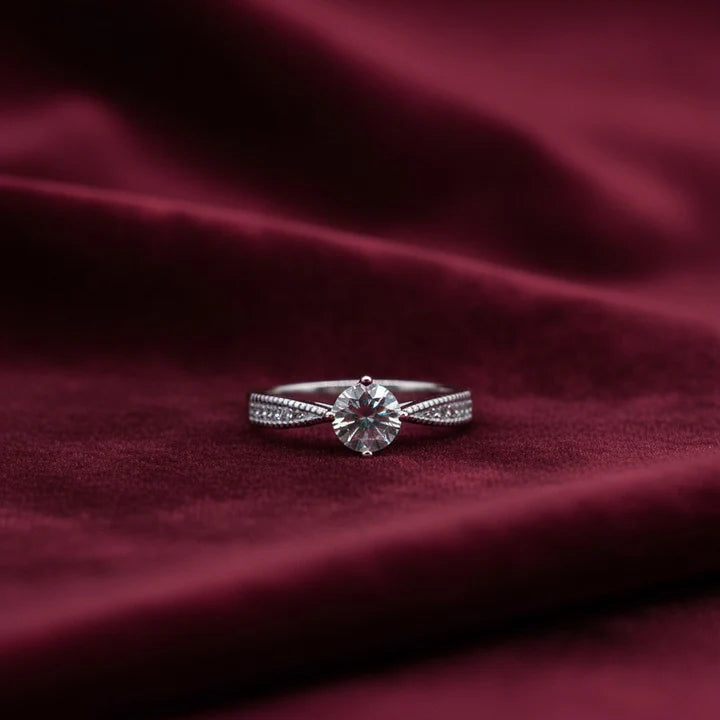 0.8 Carat GRA Certified Moissanite Diamond Ring — 925 Italian Sterling Silver | Luxury Gift