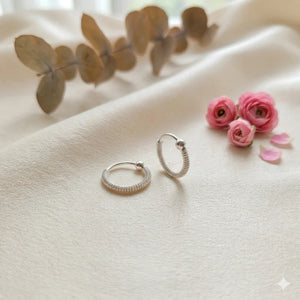 15mm Handmade Twisted Pure Silver Hoop Earrings — Textured Bangle Style | Lightweight Everyday Wear