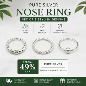 Silver Nose Ring Pack of 3 | Twisted & Hoop |
