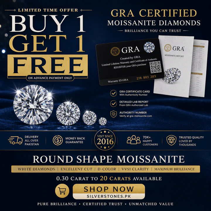 GRA Certified Moissanite Diamond 0.3 to 3 Carat Certificate + Lab Report