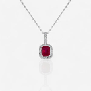 Ruby & Natural Diamond Octagon Halo Pendant