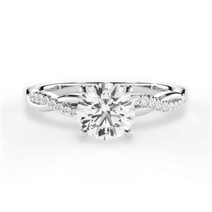 The Mia Round Cut 14kt White Gold Petite Half Diamond Twist Engagement Ring